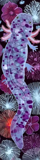 Free printable axolotl bookmark featuring a light purple axolotl